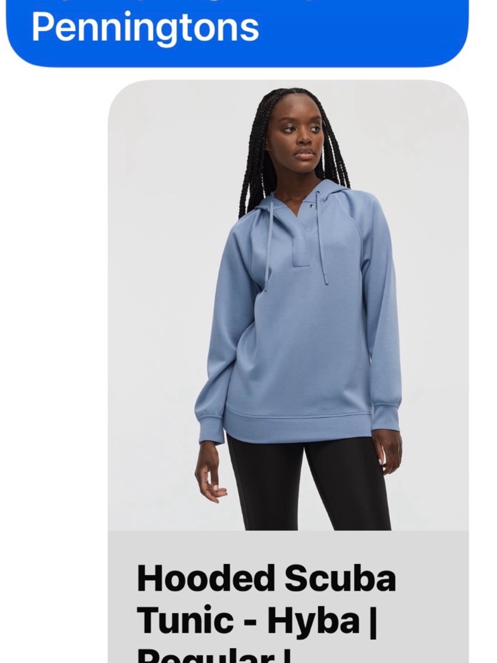 Penningtons Hyba Hooded Scuba Tunic in Dusty Blue and Dark Purple
